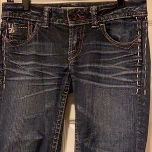 MEK Jeans, darker/distressed wash, Size 27